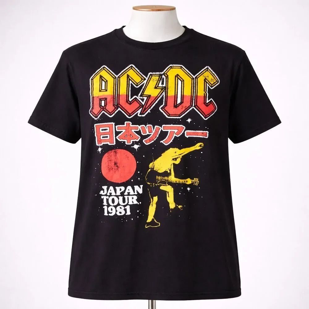 AC/DC Japan Tour 1981 Black Graphic Shirt Medium M Rock Band
